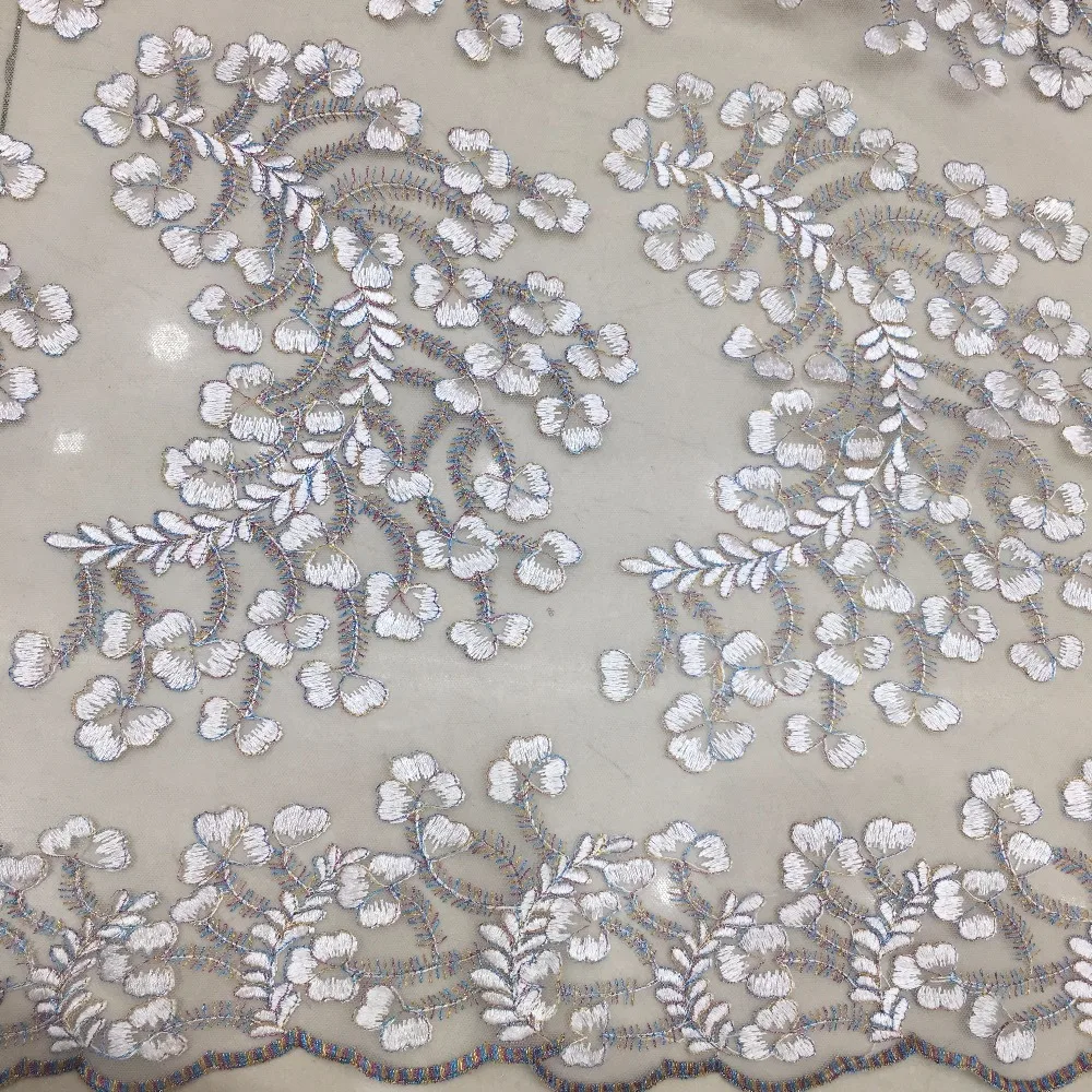 white lace fabric embroidery high quality 2019 tulle fabric white and