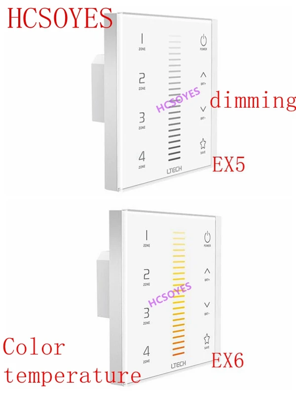 

LTECH EX5 EX6 touch panel dimming touch panel color temperature (4 partitions) 2.4G RF DMX512 5 Wall Mount signal output