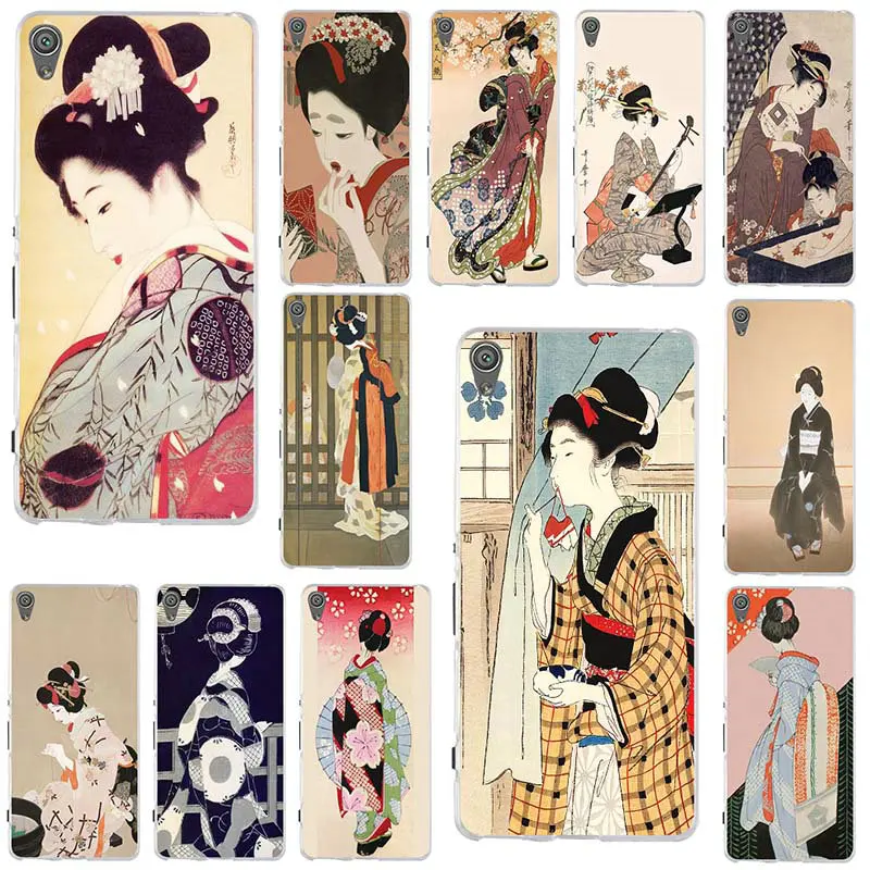 

Mobile Phone Cases Cover For Sony Xperia Z Z1 Z2 Z3 Z4 Z5 Compact M2 M4 M5 T3 X XA1 XZ E3 E5 Bag Art Japan Ancient Girl Painting