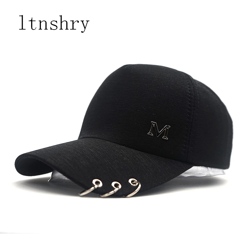 

adult Fashion Baseball Cap Women Cap Man Iron Rings Hat Sun Cap Adjustable M letter