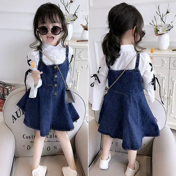 

Spring New Girls Vest Dress Sleeveless Kids Dresses Jeans for Girls Buttons Baby Girl Overalls Dress Suspenders Toddler Clothes