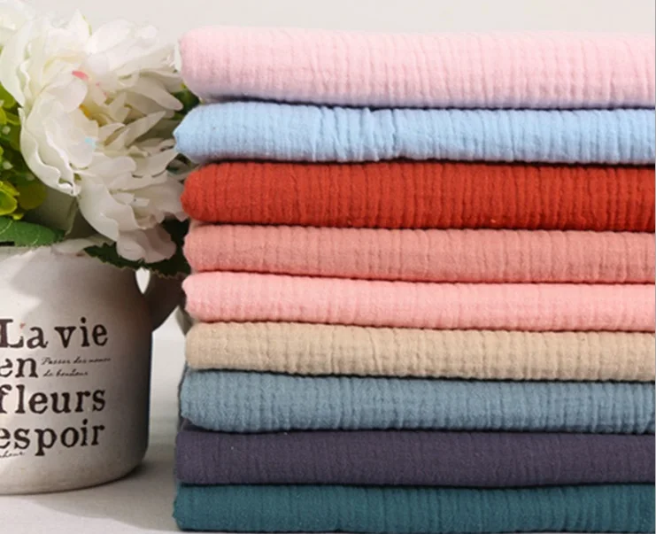 

cotton double - layer fabric gauze texture crepe cloth for dress