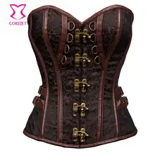 Steampunk Overbust Steel Boned Waist Trainer Corset Corselet Vintage Corsets and Bustiers Gothic Clothing Burlesque Costume