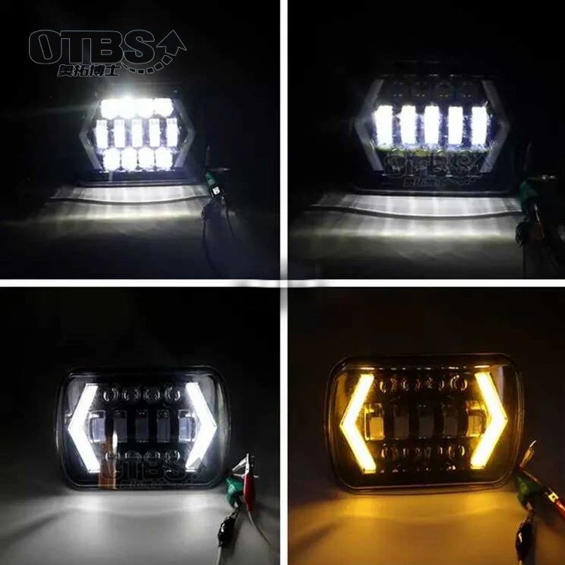 Светодиодный прожектор OTBS 5x7 7x6 дюймов 55 Вт фара белого цвета DRL Желтый поворотный