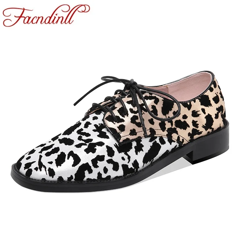 

FACNDINLL new 2019 fashion women real leather flat platform shoes lace up spring autumn dress casual flat shoes woman size 34-39