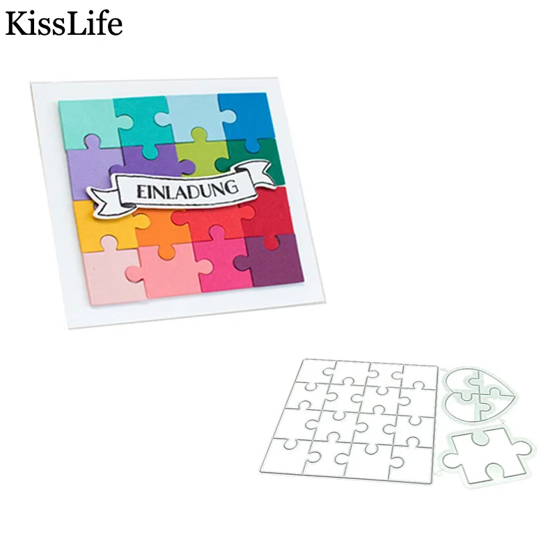 

2019 New DIY Puzzles Metal Cutting Dies Square Heart Puzzle Die Cuts Scrapbooking Card Making Dies Alinacrafts Christmas Die Cut