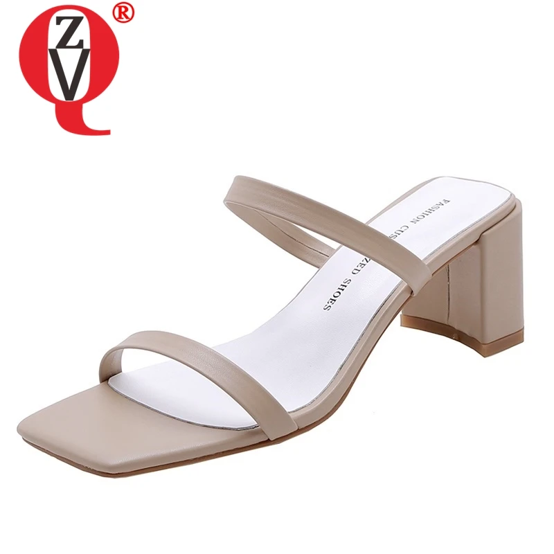 

ZVQ hot sale woman sandals 2019 summer new fashion sexy open toe high hoof heels woman slippers outside narrow band ladies shoes