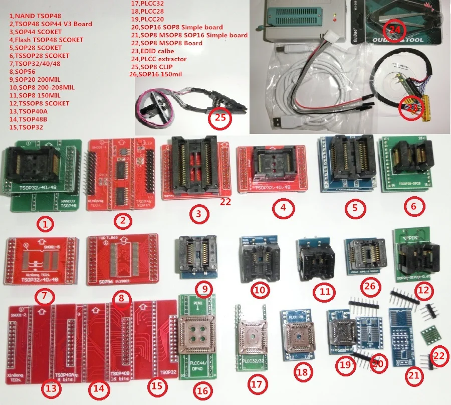 Новые TL866II плюс+ 26 адаптеры новые оригинальные Заменить TL866A