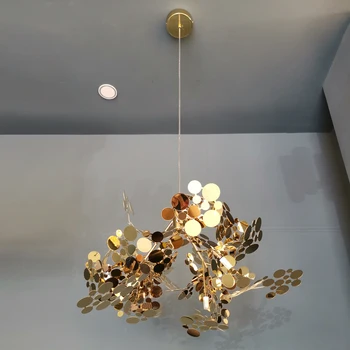 

new modern chandelier lighting LED stainless steel lampadario gold hanging living room bedroom lights