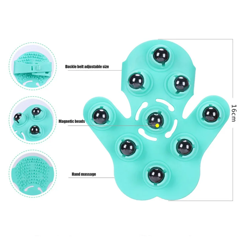 1 шт. перчатка массажная в форме ладоней 9 металлических роликовых шариков для снятия стресса антицеллюлитная WS99