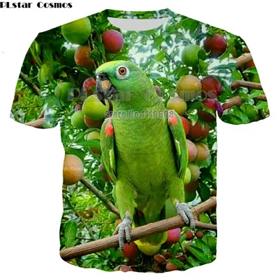 Летняя мужская футболка с попугаем, цветные футболки с 3d принтом в виде цветов и птиц, мужские забавные Молодежные футболки, большие размеры - Цвет: 19