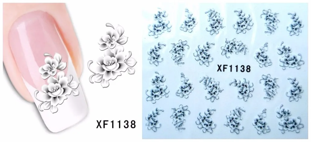 Цветочный дизайн переводные наклейки для ногтей переводные наклейки для девушек и женщин инструменты для маникюра обертывания для ногтей наклейки XF1138