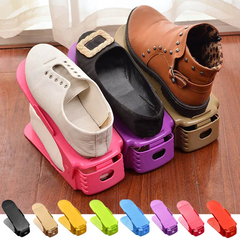 

1 Pc Adjustable Plastic Shoes Display Rack Durable Space - Saving Multi-color Storage Rack Living Room Accessories