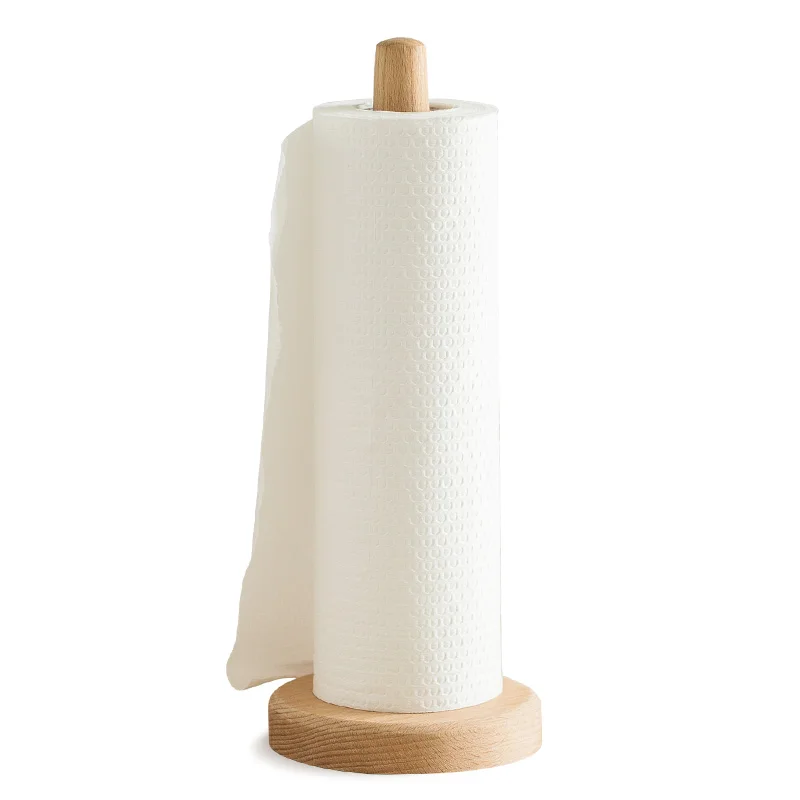 

Paper Towel Holder, Kitchen Paper Hanger Rack Bathroom Roll Stand Organizer Simply Standing Countertop Wooden for Cabinet, Table