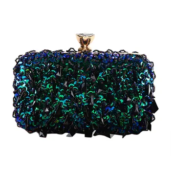 

Ladies Clutch Bag Women Evening Party Wild Bag Evening Women Gemstone Pendant Beaded Sequins Clutch Shoulder Cross Bags K612