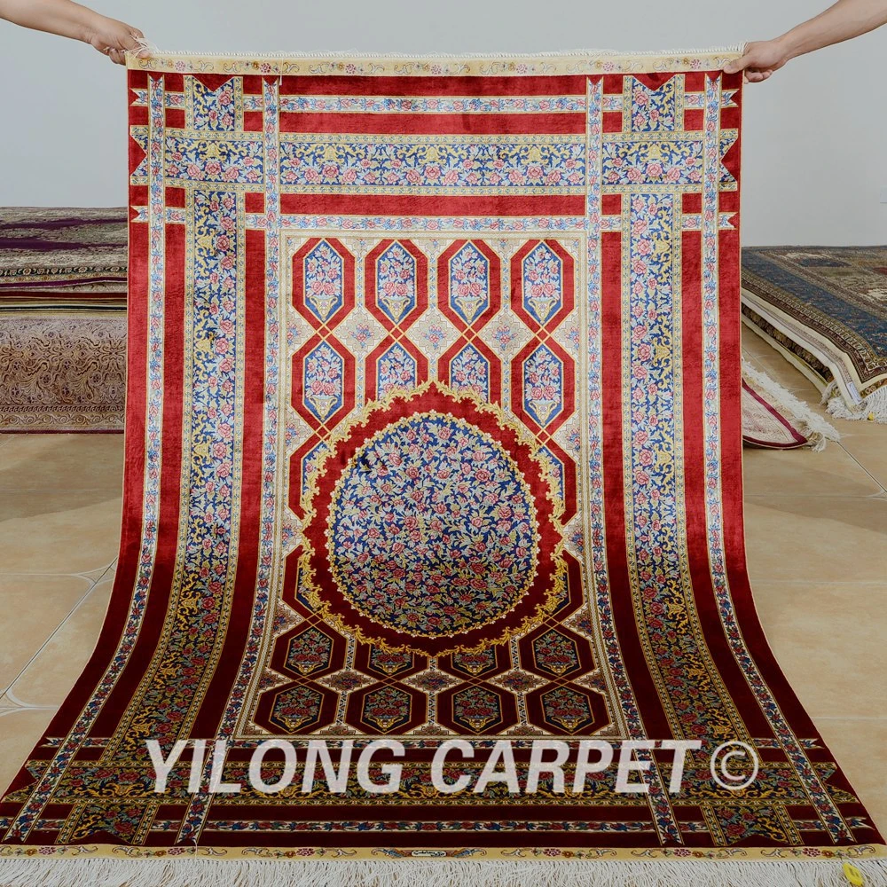 Yilong 4'x6' Turkish silk carpet vantage floral red persian rugs Yilong 4'x6' Turkish silk carpet vantage floral red persian rugs