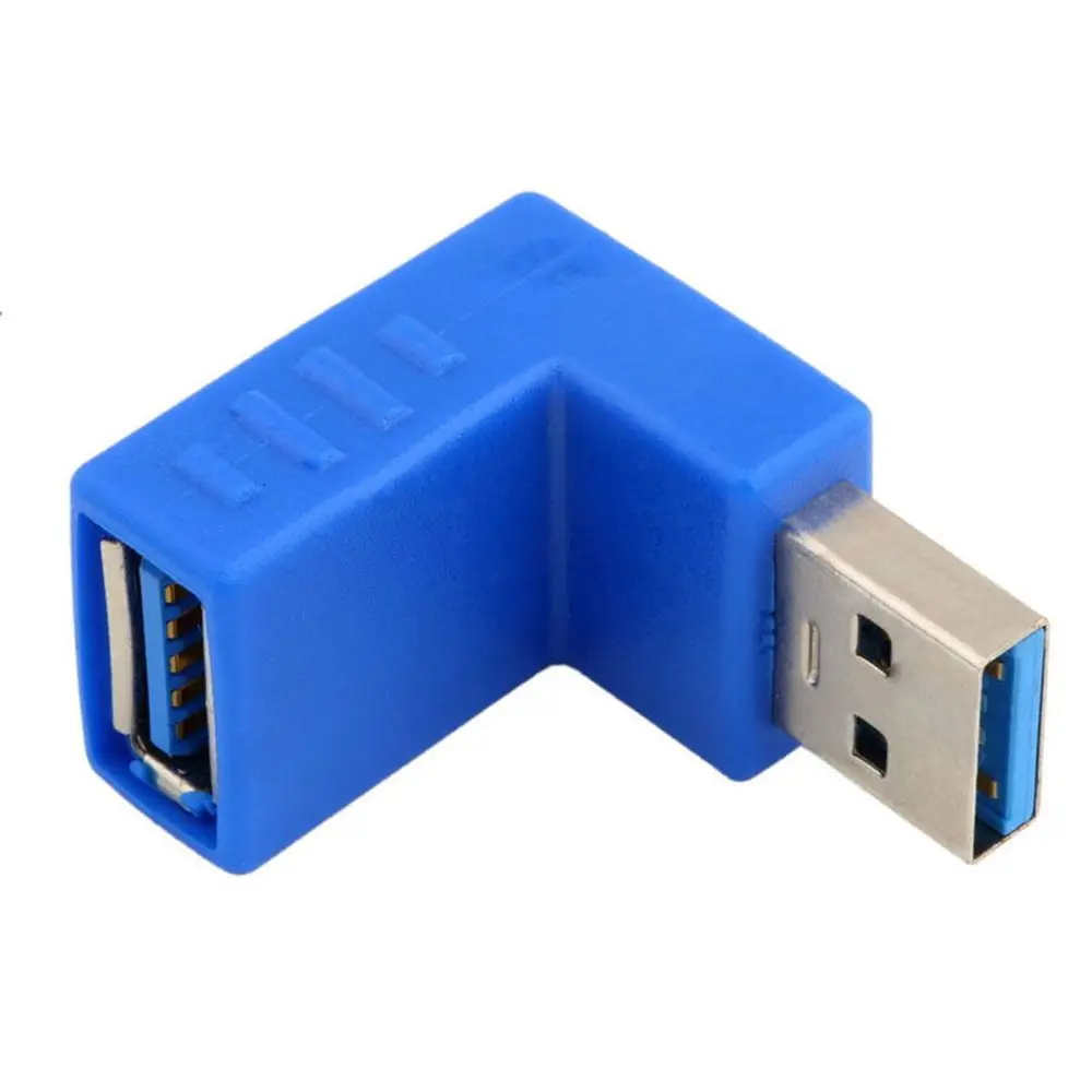 Синий угловой адаптер USB 3 0 A штекер гнездо 90 градусов левый и правый разъем AM/AF для