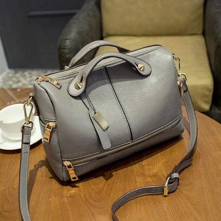2016 High Grade PU Leather Women Messenger Bag Women Boston Tote
