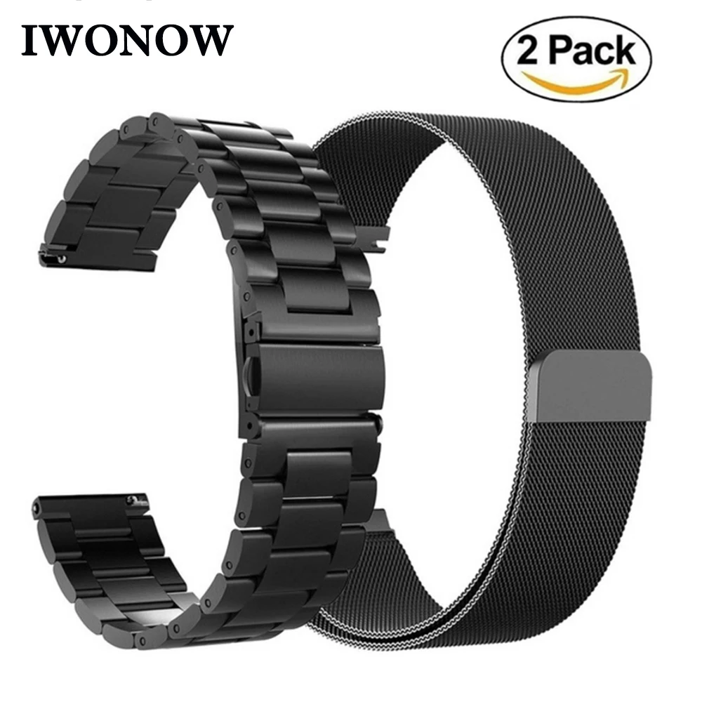 

iWonow Milanese Loop & Stainless Steel Watch Band 20mm for Garmin Vivoactive3 Vivomove Magnetic Watchband Wrist Strap Bracelet