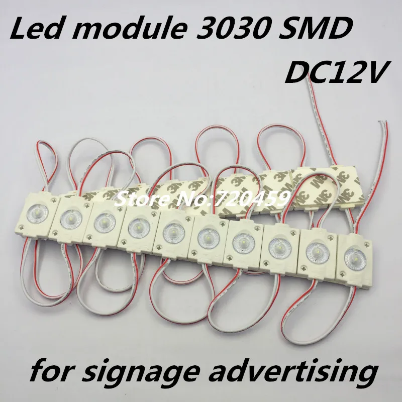 40 шт. супер яркий DC12V Светодиодный модуль 3030 SMD 1.5 Вт с выпуклая линза светодиодный модуль света для вывесок рекламы