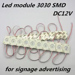 40 шт. супер яркий DC12V Светодиодный модуль 3030 SMD 1.5 Вт с выпуклая линза светодиодный модуль света для вывесок рекламы