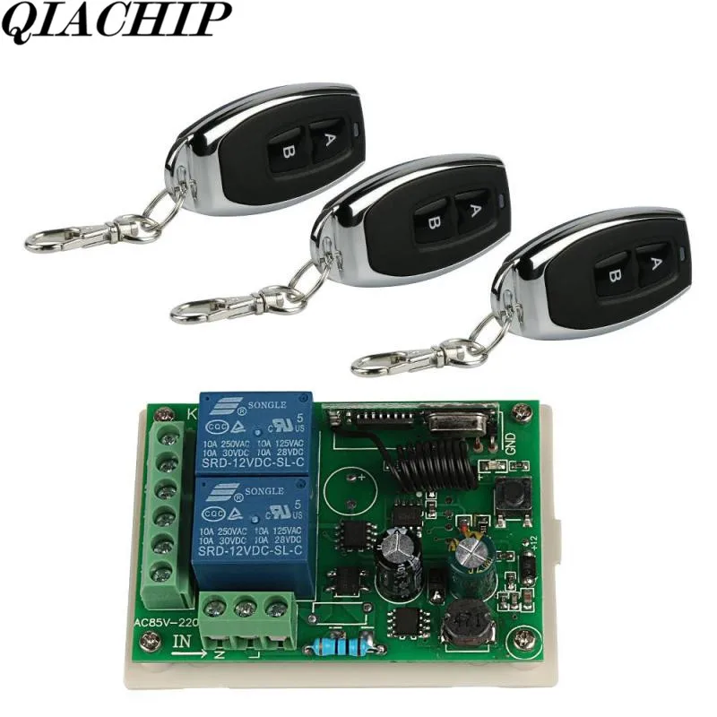 

Universal Wireless 433Mhz AC 250V 110V 220V 2CH Relay Receiver Module Remote Control Switch and 3pcs 433 Mhz Remote Control DS20