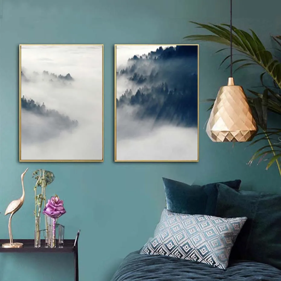 Foggy Forest Landscape Nordic Poster Wall Art Prints Picture Bedroom Canvas Painting Art Murals Dream It Enyjoy Today Home Decor (3)