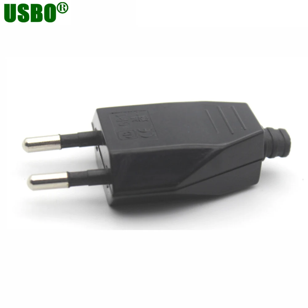 250V 2.5A European Power Cable Plug 2 Polarity Electrical Male Rwirable Connector EU DIY Wired Electrode Plug