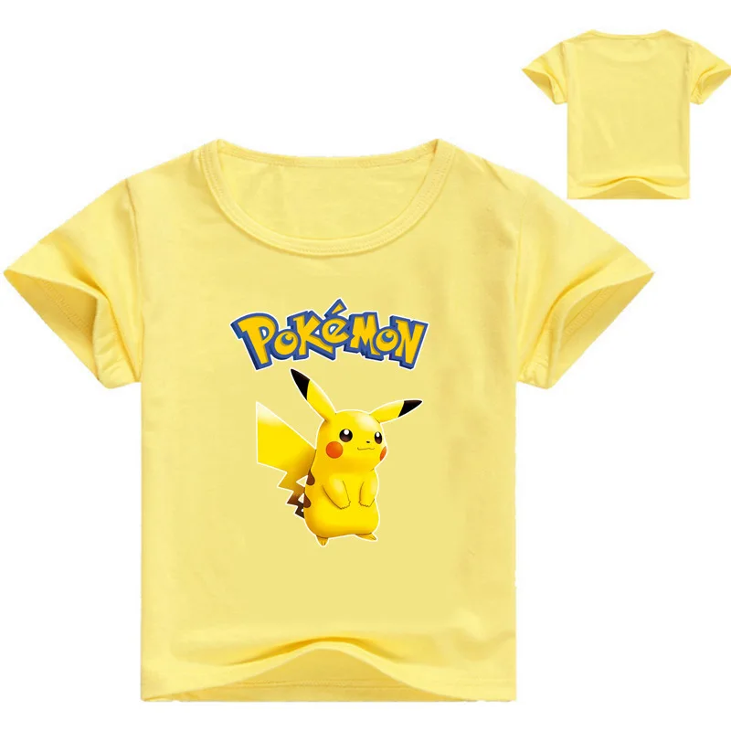 

3-13Years Boys Summer 2018 Pokemon Shirt Kids Clothes Girls T-shirt Short Sleeves Tshirt Kids Clothes Cartoon Printing