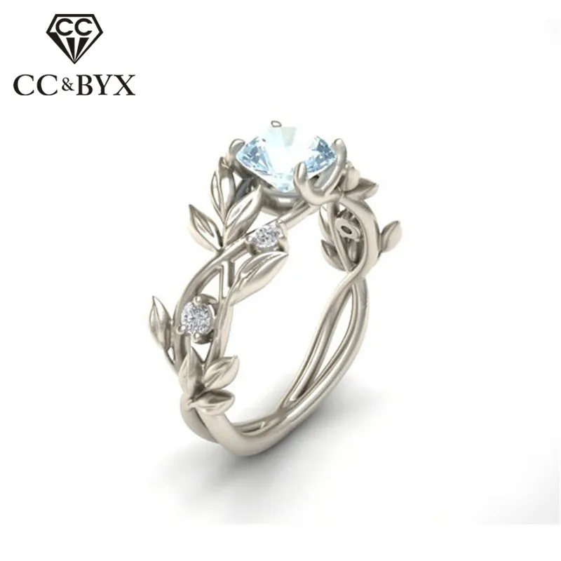 Tanio CC liście oliwne pierścienie dla kobiet księżniczka Diamant cyrkonia sklep