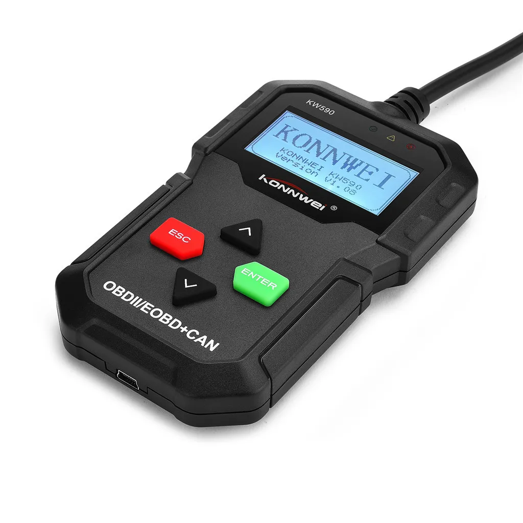 OBD OBD2 диагностический Автомобильный сканер KW590 по каналам OBDII/EOBD(система бортовой диагностики, 12 V может считыватель кода поддержка компьютерных Системы протокол