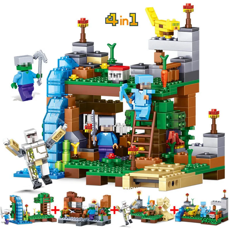 

4 Styles My World Building Blocks Figures DIY Minecrafted Village Garden Model Compatible Toys Christmas Gifts For Children