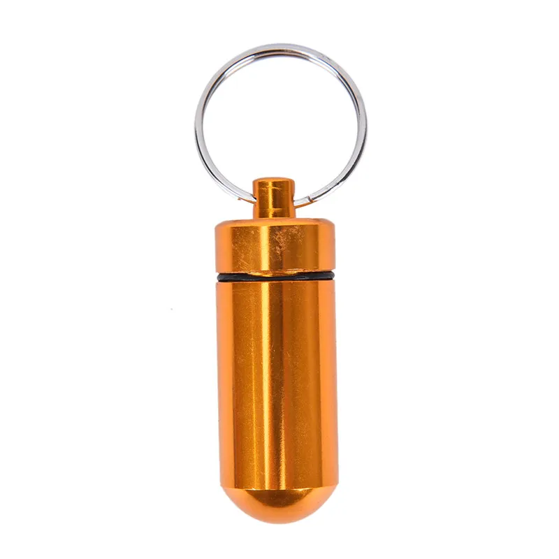 1Pc Aluminum Waterproof Pill Shaped Box Bottle Holder Container Keychain Medicine Box Pill Box Key Holder