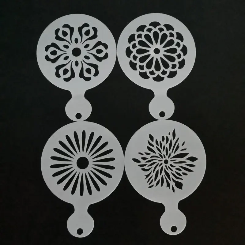 

4Pcs Plant Pattern Cappuccino Coffee Stencil Cookie Milk Latte Barista Art Stencils Coffee Printing Mold