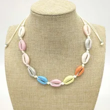 1 шт Новые богемные ювелирные изделия простая цепочка веревка ручной работы Тканые бусы оболочки ключицы колье ожерелье для женщин пляж 8062