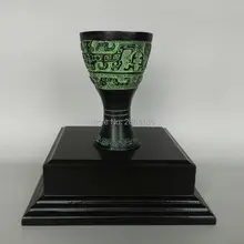 Free shipping Chinese Antique Bronze Lucky Dragon Pattern Cup Jue Home Decoration Family Collection Feng Shui