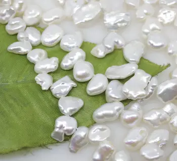 

wan 00372 6mm-9*8-12mm natural white baroque keshi pearl loose strand 15"long 5pc