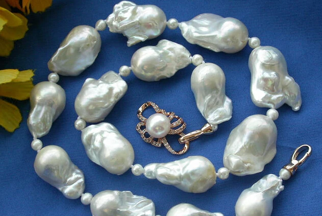 

FREE SHIPPING>>>@@ > 0855 white baroque keshi reborn PEARL NECKLACE