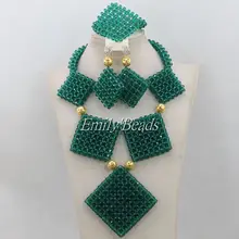 Африканские свадебные Бусы Свадебные Ювелирные наборы Кристалл бирюзовый зеленый нигерийская Свадьба бусы ожерелье набор AIJ240