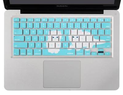 Прочный Ультратонкий силиконовый чехол для клавиатуры защита кожи(прекрасный рисунок кошки) для MacBook Pro 13 15 17 дюймов розовый синий - Цвет: Синий