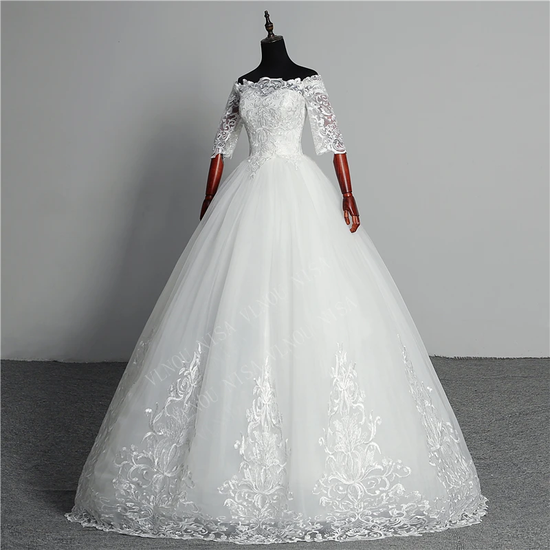 Свадебное платье; Новое поступление года; кружевное платье принцессы с вышивкой в виде бабочек и вырезом лодочкой с открытыми плечами; Vestidos De Novia