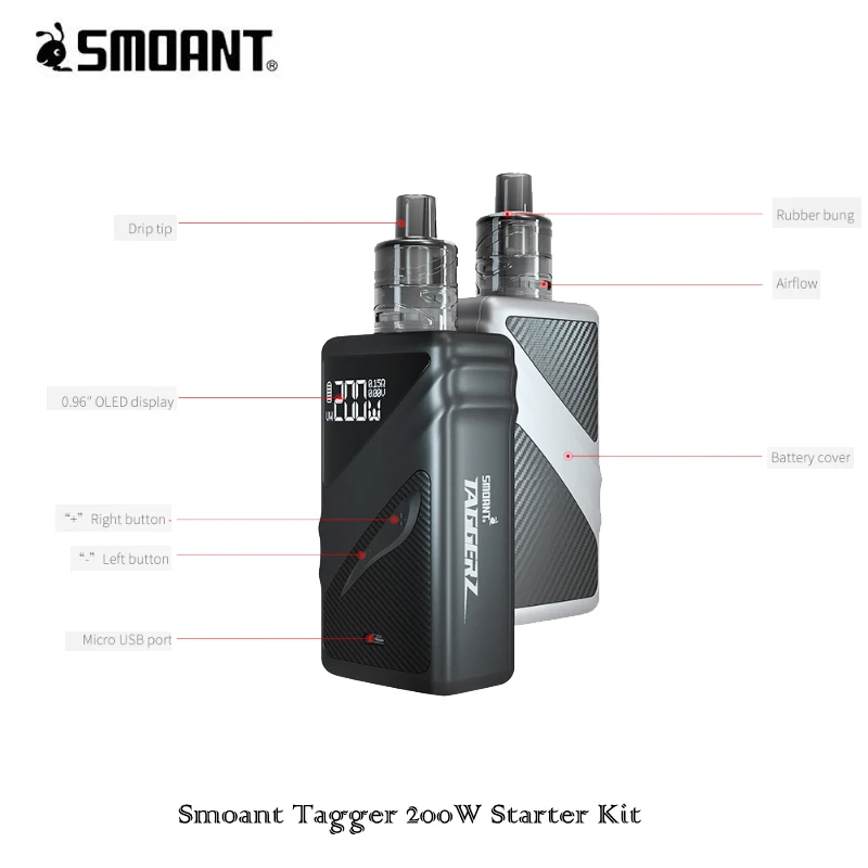Набор электронных сигарет Smoant Taggerz 200 Вт С одноразовым баком 2 мл с питанием от