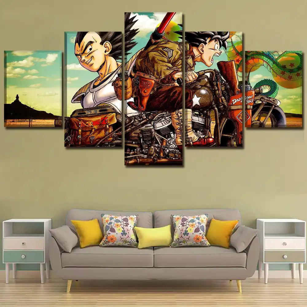 Cartel De Goku Y Vegeta De 5 Piezas Decoracion De Pared Moderna