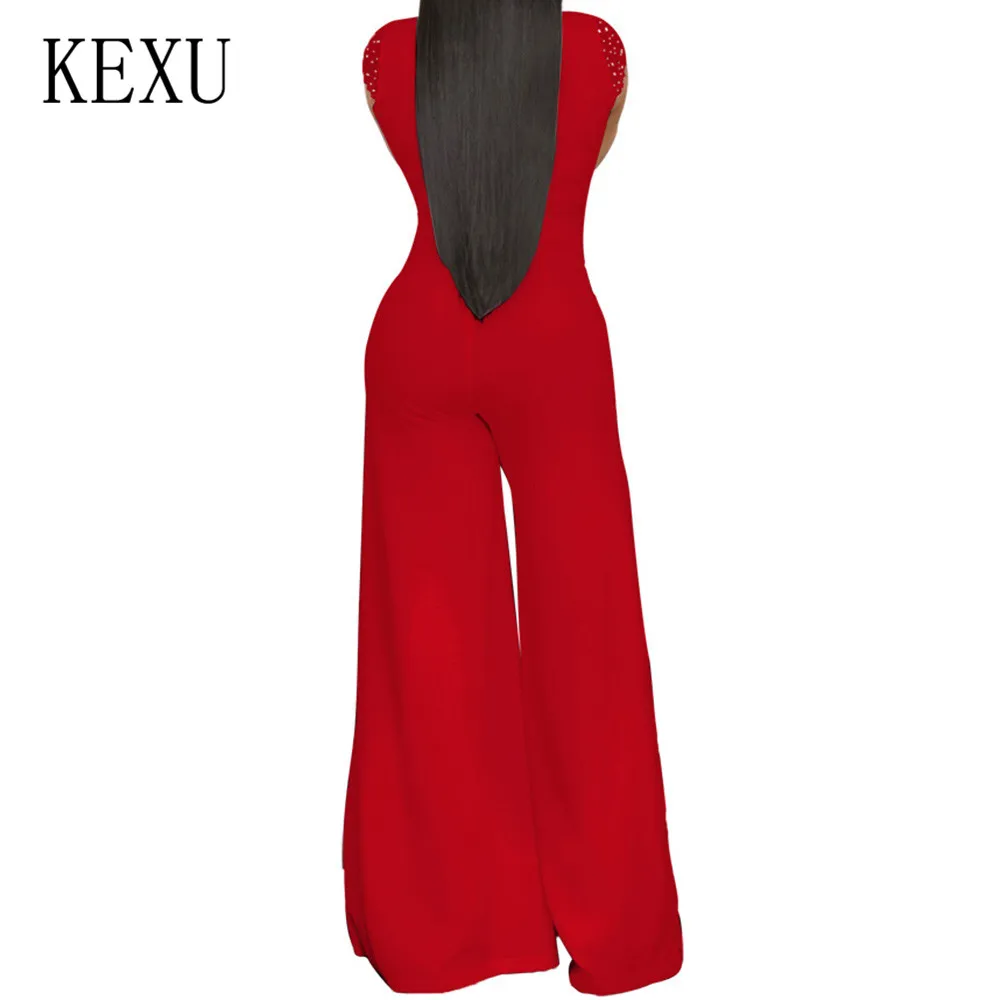 KEXU Romper Jumpsuits with Waist Belt for Women Sexy V-neck Wide Leg Playsuits Summer Casual Office Ladies Fashion Overalls KEXU Romper Jumpsuits with Waist Belt for Women Sexy V-neck Wide Leg Playsuits Summer Casual Office Ladies Fashion Overalls