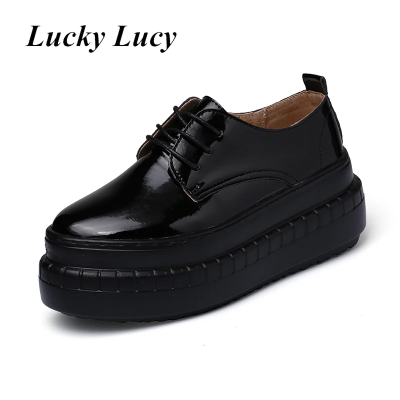 New Arrival Spring Summer Pu Leather Flatform Shoes Rubber Non-Slip Breathable Women Footwear Lace Up Black White Ladies Flats New Arrival Spring Summer Pu Leather Flatform Shoes Rubber Non-Slip Breathable Women Footwear Lace Up Black White Ladies Flats