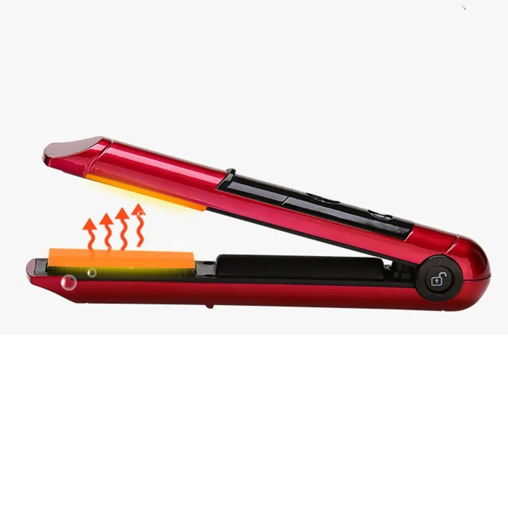 

Ergonomic Design Anti-slip Heater Ceramic Coating Plate Hair Curler Hair Straightener Wireless USB Charging Hair Straightener