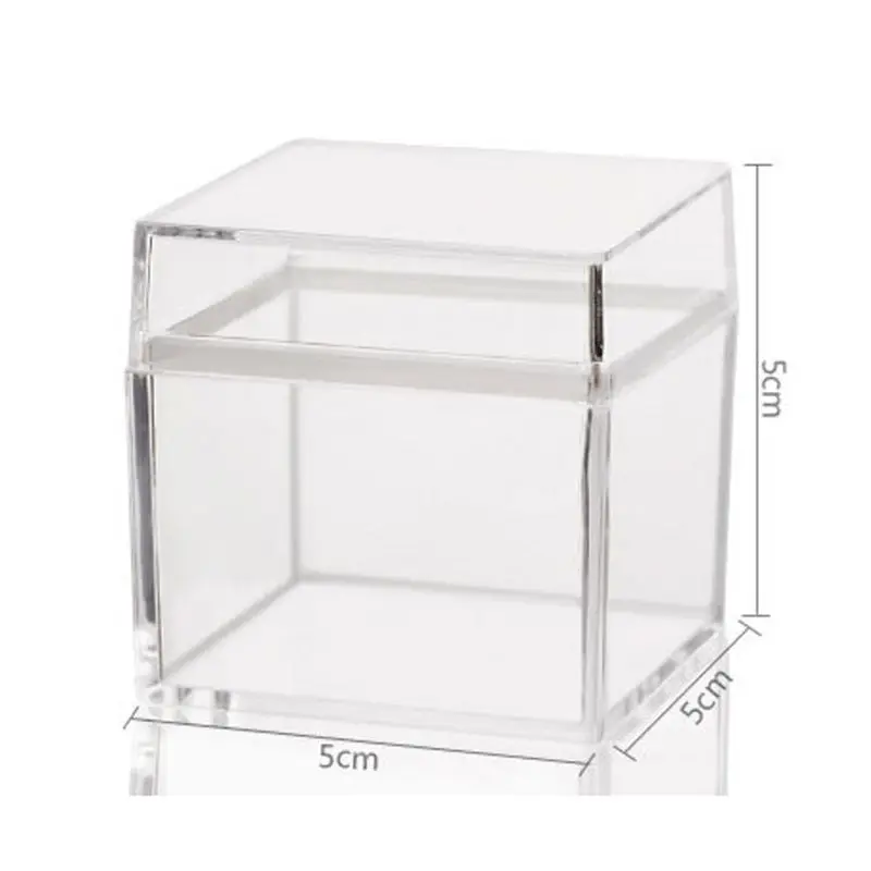 Прозрачный акриловый 5 сторонний ящик для хранения ювелирных изделий Чехол квадратная куб шкатулка для реквизита