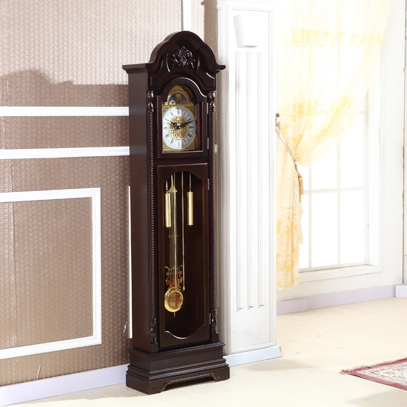European solid wood living room floor clocks copper movement mechanical