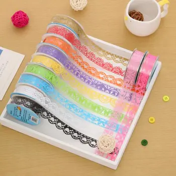 

Cute Hot Lace Tape Decoration Roll Decorative Sticky Paper Masking Tape Self Adhesive Tape Candy Colors