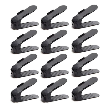 

Adjustable Shoe Organizer-Shoe Slot Space Saver Rack Holder (12 Pcs-Black)